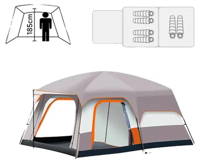 Image de Tente de camping, double épaisseur, capacité de 2 à 4 personnes, beige