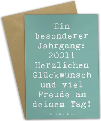 Produktbild von Mr. & Mrs. Panda Klappkarte Spruch 2001 Geburtstag - Meeresbrise - Geschenk, viel Freude, Geburtstagsgeschenk, weihnachtskarten, osterkarten, einladungskarten, Grußkarten
