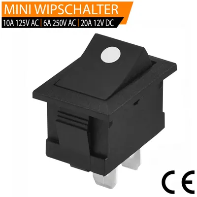 Produktbild von ORSEM Mini Einbau Wippenschalter 1-Polig 10A 125V AC | 6A 250V AC | 20A 12V DC EIN/AUS Schalter 250V Kippschalter 13x19,2mm Geräteschalter Schwarz