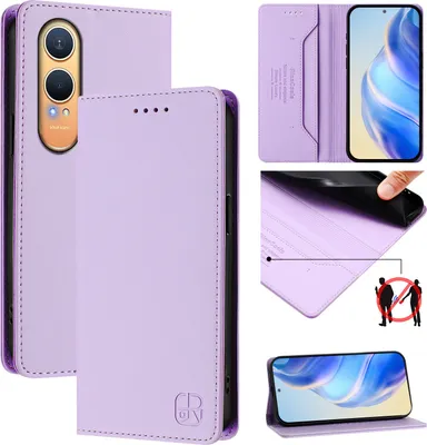 Produktbild von Lederhülle für OnePlus Nord CE4 Lite Hülle Flip Brieftasche Kartenfächern Ständer Schutzhülle Violett