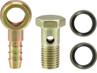 Image de 1 Ensemble M12x1.5 Banjo Verrouille Tuyau Barbillon Raccord avec Cuivre Rondelles Fer