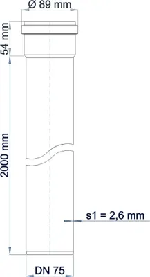 Produktbild von Poloplast POLO-KAL NG, Steckmuffenrohr, DN 75, Stange mit 2m, 1 Stk.
