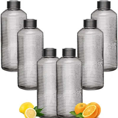 Glaskaraffe 1 Liter, 6er-Pack, BPA-frei, spülmaschinengeeignet
