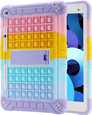 Produktbild von iPad 8 /7 Generation Hülle (iPad 10.2 Hülle 2020/2019) Push Pop iPad Hülle Stoßfeste Fallschutzhülle mit Stifthalter Kickstand Schultergurt(Rainbow 2)