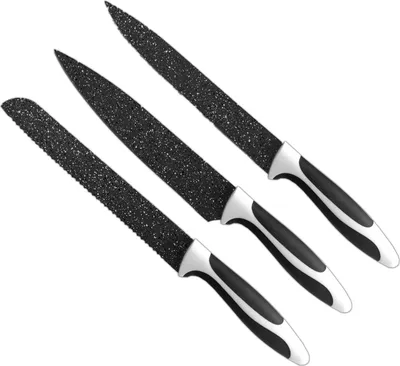 Produktbild von 3-tlg. Edelstahl Messerset Küchenmesser Brotmesser Universalmesser Kochmesser
