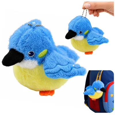 Obrázok produktu pre Plyšový maskot vtáčika na kľúčenke s príveskom modrý 9 cm