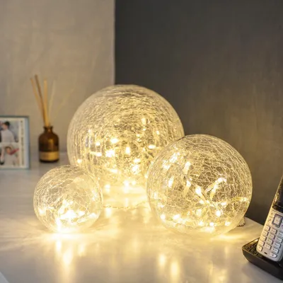 Produktbild von 3er Set batteriebetriebene LED Glaskugeln, Balkon- und Gartendeko