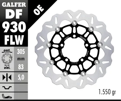 Immagine prodotto di Set di dischi freno Galfer 2x DF930FLW WAVE® flottante anteriore 305x5mm per Triumph Tiger Explorer XC XCA XRX ABS 800 / 1200 ccm anno 2011 - 2021