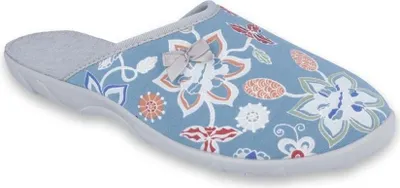 Produktbild von BEFADO Damen Hausschuhe Blumen Blau 37