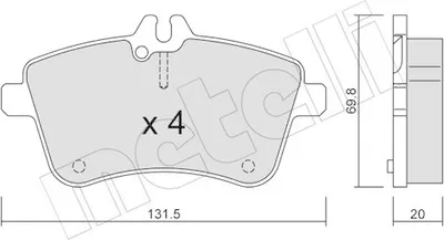 Produktbild von METELLI Bremsbeläge Satz Vorne Bremsklötze passend für MERCEDES-BENZ A-Klasse (W169) 22-0647-0