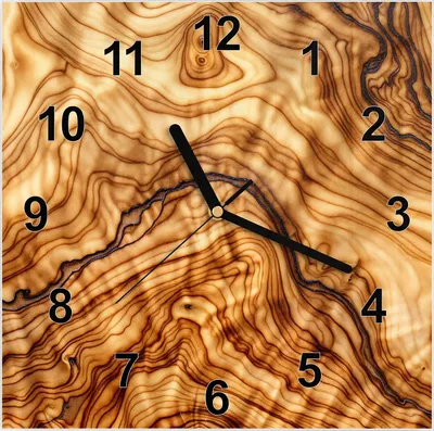 Produktbild von Wanduhr aus Glas mit Motiv Holzmuster- 30 x 30 cm - inkl. Aufhängesystem