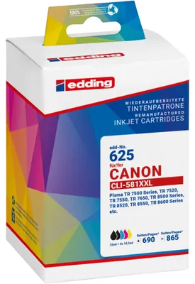 Immagine prodotto di 5 edding EDD-625 2x cartucce d'inchiostro nero, ciano, magenta, giallo sostituiscono Canon PGI-580XXL BK, CLI-581XXL BK/C/M/Y (18-6