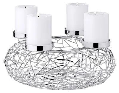 Adventskranz Milano Ø 28 cm, Edelstahl vernickelt, silber