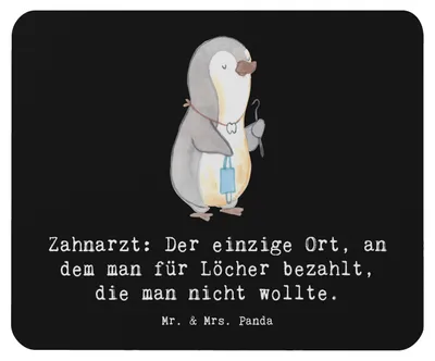 Produktbild von Mr. & Mrs. Panda Mauspad Zahnarzt Lochgebühr - Schwarz - Geschenk, Zahnpraxis, Mouse Pad, Zahnheilkunde, pc mousepad, Zahnpflege, mousematte, Zahnarztbesuche, laptop