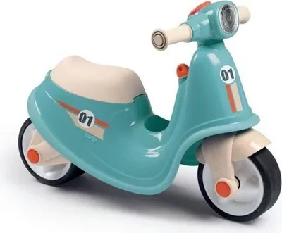 Produktbild von Smoby Scooter Laufrad Blau, Spielzeugkiste, Baby 18+ Monate, 64,5 x 34 x 47,5 cm, Leise Räder, Realistischer Scheinwerfer