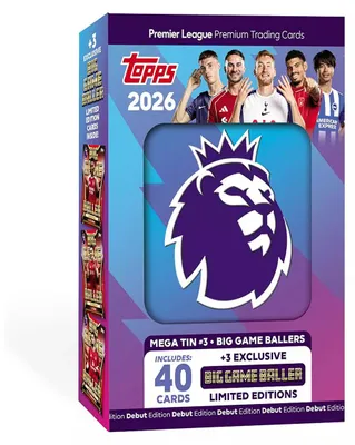 Zdjęcie produktu dla Topps Premier League Match Attax 2026 - Debut Edition - Mega Tin (Big Game Baller)