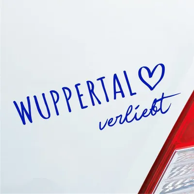 Produktbild von Auto Aufkleber Wuppertal verliebt Herz Stadt Heimat Liebe Car 19x6 cm Dunkelblau Sticker Heckscheibenaufkleber