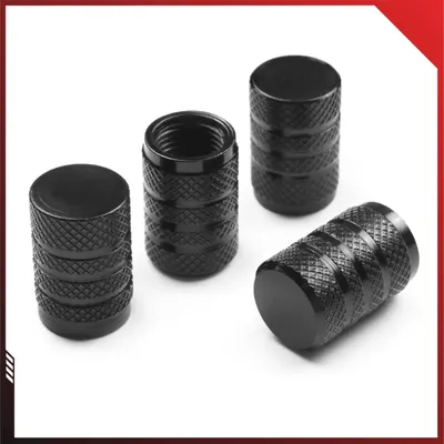 Produktbild von Pitlane Performance® Alu Ventilkappen 4 Stück Ventildeckel; Aluminium Auto-Reifen Schrader-Ventil Ventilabdeckung Aluminium 4er Set Farbe: Schwarz