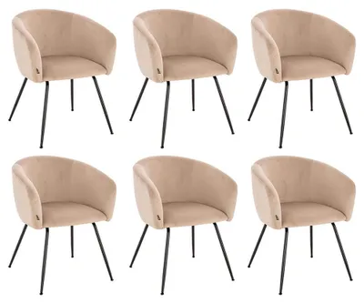 Produktbild von HOME DELUXE - Polsterstuhl ARIA - 6 Stück, Farbe: Samt Beige - weiche Polsterung, bis 120 kg belastbar I Küchenstuhl Speisestühle Esszimmerstühle