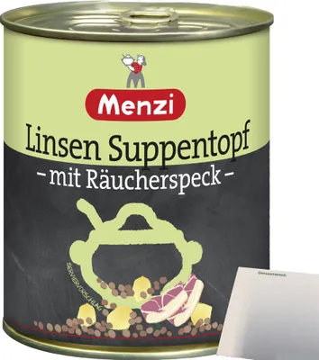Produktbild von Menzi Linsen Suppentopf mit Räucherspeck (800ml Dose) + usy Block