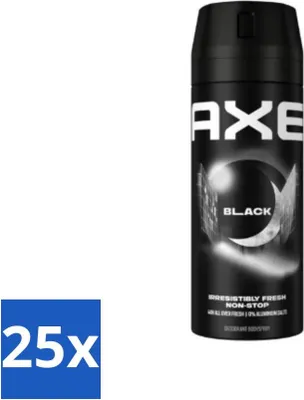 Zdjęcie produktu dla Ax Dezodorant w sprayu do ciała Czarny 150 ml - opakowanie ekonomiczne - 25 sztuk