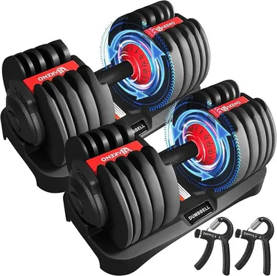 Imagen del producto de Mancuernas ajustables, set de 15 piezas. Mancuernas ajustables y que ahorran espacio, ideales para entrenamiento de fuerza y ejercicios en casa. Pesos variables, diseño que ahorra espacio (24-40 kg)