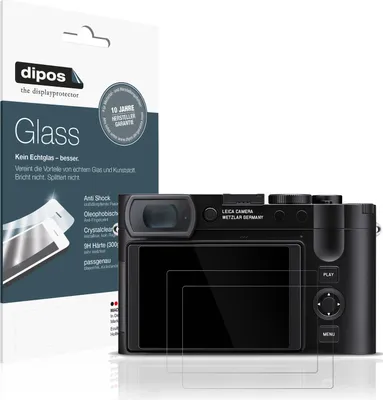 Produktbild von 2x Schutzfolie für Leica Q3 43 - Anti-Shock 9H Folie dipos Glass Kunststoffglas