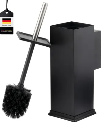 Produktbild von bremermann WC-Garnitur inkl. Wandhalterung, WC-Bürstenhalter, Toilettenbürstenhalter, eckig aus Edelstahl, schwarz