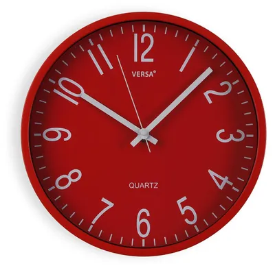 Stille Wanduhr, rund, 25 cm, Polypropylen, rot