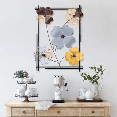 Image de Wallity, Zouping 3, accessoire mural décoratif en métal, 100 % METAL, multicolore, 50 x 70 x 4 cm
