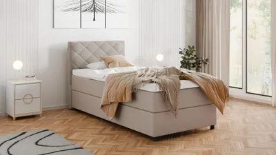 Produktbild von BOXSPRINGBETT Diamaro 100x200 cm mit Bettkasten und Topper - Dunkelbeige
