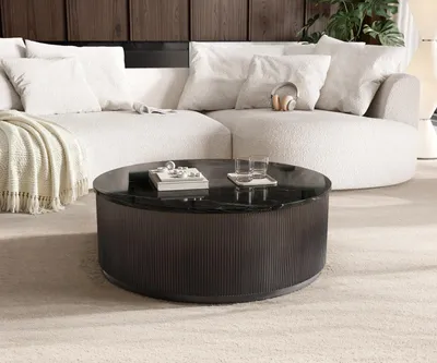 Produktbild von DELIFE Couchtisch Fiorano 90x90 cm Marmor Schwarz Silber Metall Black Antique