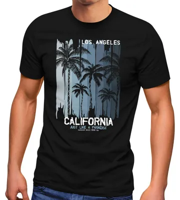 Produktbild von Neverless® Herren T-Shirt Los Angeles California USA Sommer Bedruckt Aufdruck Print Surfing Fashion Streetstyle schwarz 4XL