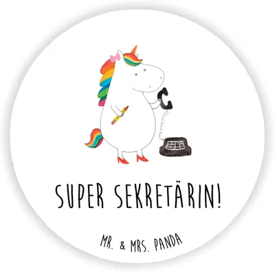 Produktbild von Mr. & Mrs. Panda magnet Einhorn Sekretärin - Weiß - Geschenk, holzmagnet, für kühlschrank, Einhörner, Unicorn, zettelhalter, Büro, Kühlschrankmagnet, Steuerkanzlei