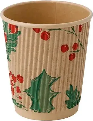 Obrázok produktu pre Pohár z vlnitej lepenky, disperzná forma, "Vianoce", 250 ml, priemer 80 mm, 25 kusov.