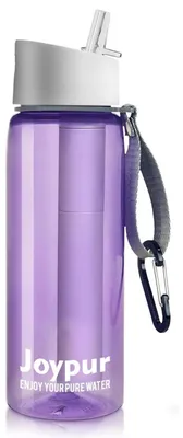 Obrázok produktu pre Fľaša na vodu s filtrom, 650 ml, fialová, 5-stupňová filtrácia, 0,01 µm, bez BPA, kapacita 1500 litrov, vhodná na outdoorové aktivity, kempovanie, turistiku a prežitie