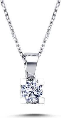 Produktbild von 0,24 Carat Diamant Solitär Halskette 14 Karat Weißgold