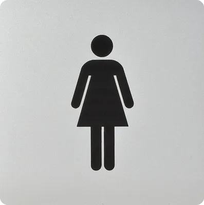 Produktbild von WC Symbol Frau selbstklebend, 100 x 100 mm, Kunststoff alufarbig
