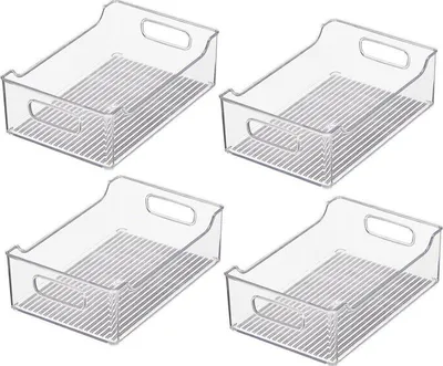 Produktbild von Aufbewahrungsbox Ablagekiste Organizer mit Griffen mDesign 2er Set transparent