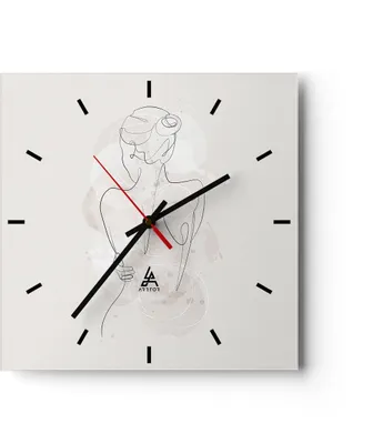 Produktbild von Wanduhr - Quadrat - Glasuhr - Frau Rücken Rücken - 30x30cm - Schleichendes Uhrwerk - Lautlos - zum Aufhängen bereit - Dekoration Modern - Wanddekoration aus Glas - C3AC30x30-5090
