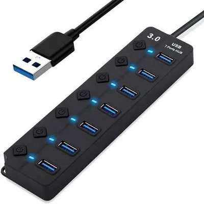 Zdjęcie produktu dla Aktywny koncentrator USB 3.0 z 7 portami i przełącznikiem LED