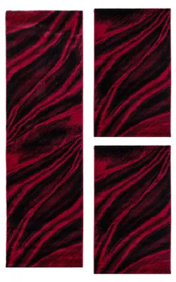 Produktbild von Villa Möbel Miaique Bettumrandungs-Teppich Set Rot, Grösse:2 x 80x150 cm + 1 x 80x300 cm