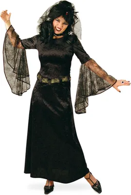 Produktbild von Schwarze Witwe Hexen Vampirin Kostüm Kleid Gr. 44 Halloween Karneval Fasching