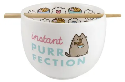 Produktbild von Ramen-Schüssel Pusheen mit Bambus-Stäbchen aus Keramik