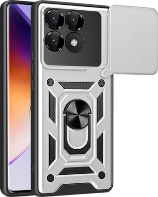 Produktbild von Hülle für Xiaomi Poco F6 Pro/Redmi K70 /K70 Pro Magnetische Ring Ständer Halter Dia Kameraschutz TPU Bumper Silikon Schutzhülle Silber