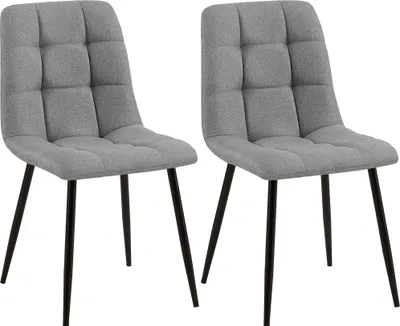 Produktbild von CLP 2er Set Esszimmerstuhl Tilde gepolstert mit Rückenlehne bis 150 kg belastbar grau Material Stoff