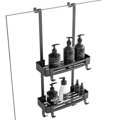 Produktbild von Sanova Hängendes Duschregal – Ohne Bohren – 30 cm – Schwarz – Mit 2 Haken