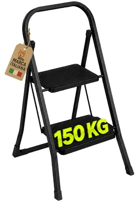Immagine prodotto di Akitaink Scaletta 2 Gradini Nera Acciaio Antiscivolo 150 Kg