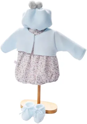 Produktbild von Asi Puppenkleidung - geblümter Body mit blauer Jacke und Mütze