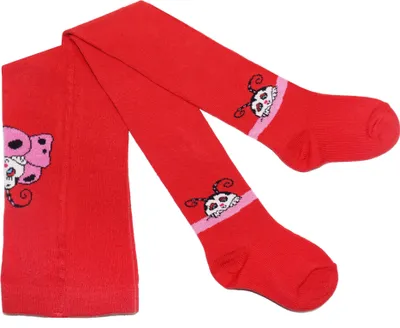 Produktbild von Kinderstrumpfhosen für Mädchen aus Baumwolle Marienkäfer Rot Größe 80-86